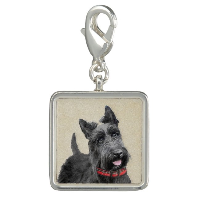 Scottish Terrier Painting - Cute Original Dog Art Charm (Front)