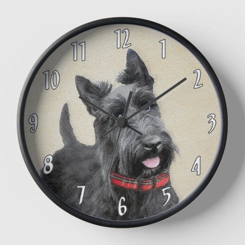 Scottish Terrier Painting _ Cute Original Dog Art Clock