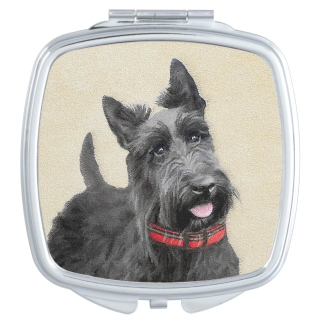 Scottish Terrier Painting - Cute Original Dog Art Compact Mirror (Front)