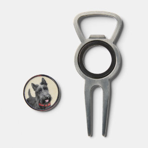 Scottish Terrier Painting - Cute Original Dog Art Divot Tool
