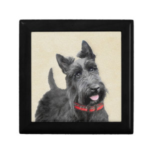 Scottish Terrier Painting - Cute Original Dog Art Gift Box