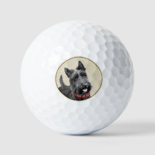 Scottish Terrier Painting _ Cute Original Dog Art Golf Balls