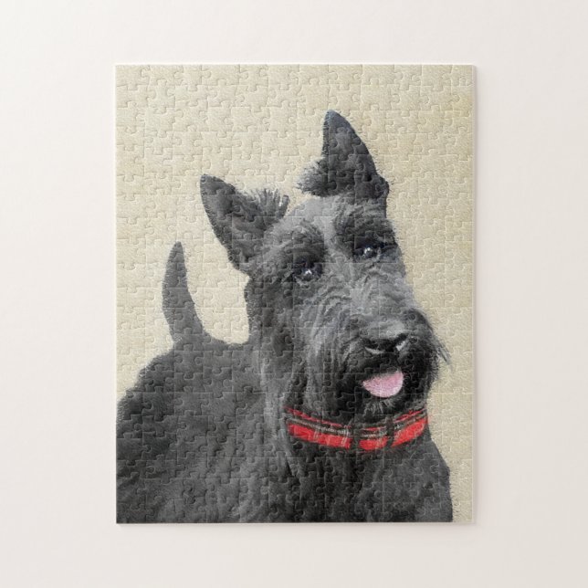 Scottish Terrier Painting - Cute Original Dog Art Jigsaw Puzzle (Vertical)