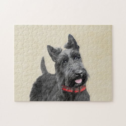 Scottish Terrier Painting _ Cute Original Dog Art Jigsaw Puzzle