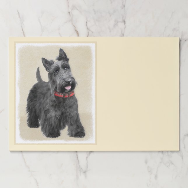 Scottish Terrier Painting - Cute Original Dog Art Paper Pad (Front)