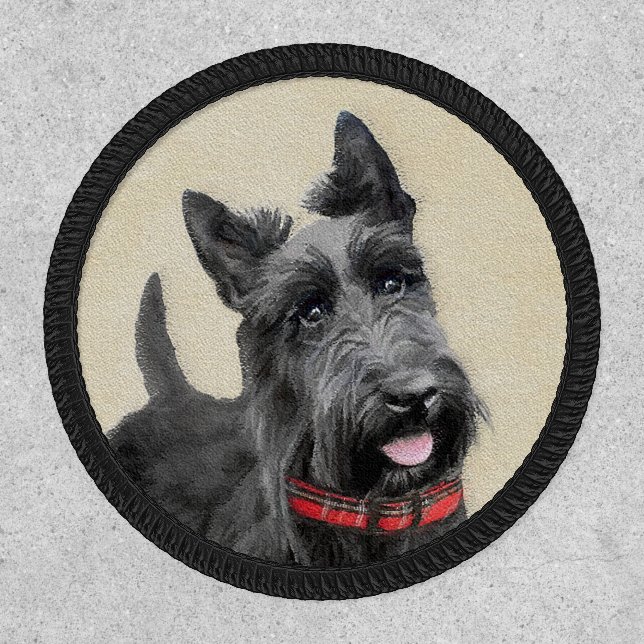Scottish Terrier Painting - Cute Original Dog Art Patch (Front)