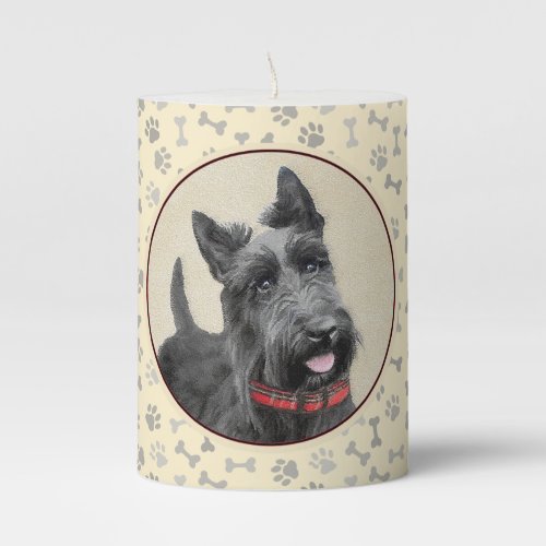Scottish Terrier Painting _ Cute Original Dog Art Pillar Candle