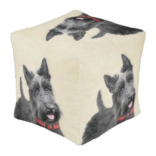 Scottish Terrier Painting - Cute Original Dog Art Pouf