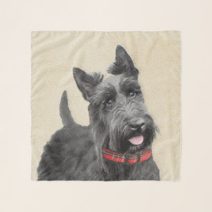 Scottish Terrier Painting - Cute Original Dog Art Scarf
