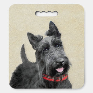 Scottish Terrier Painting - Cute Original Dog Art Seat Cushion