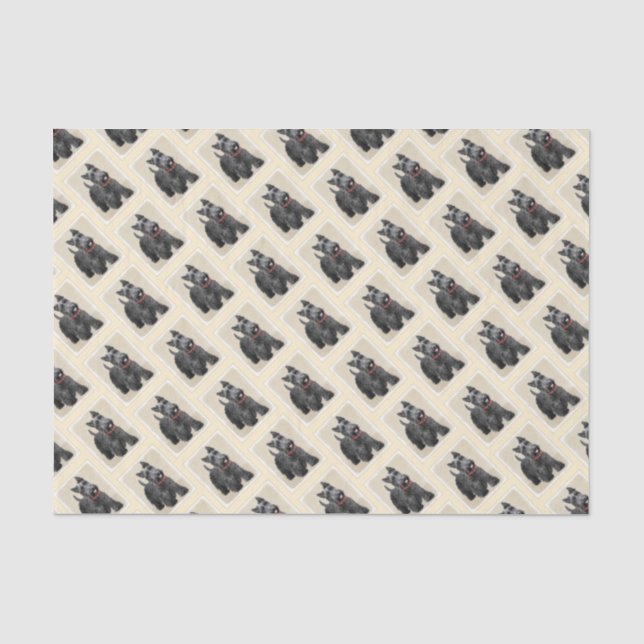 Scottish Terrier Painting - Cute Original Dog Art Tissue Paper (Front)