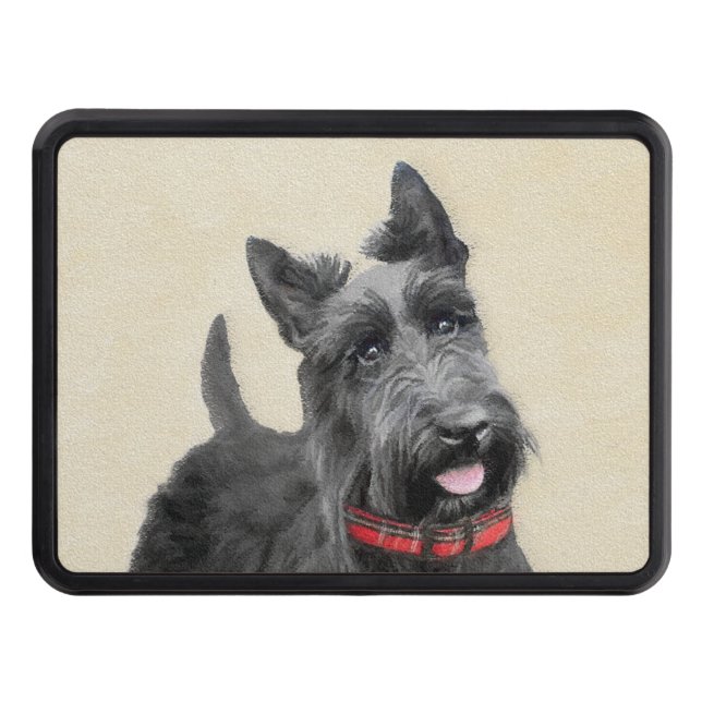 Scottish Terrier Painting - Cute Original Dog Art Tow Hitch Cover (Front)