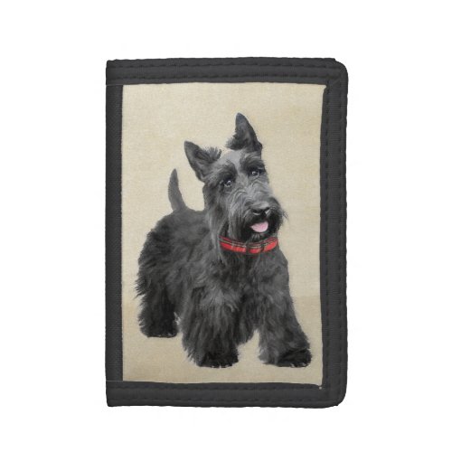 Scottish Terrier Painting _ Cute Original Dog Art Trifold Wallet