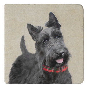 Scottish Terrier Painting - Cute Original Dog Art Trivet