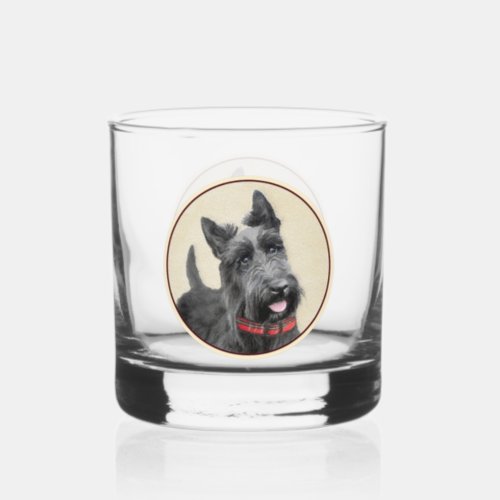Scottish Terrier Painting _ Cute Original Dog Art Whiskey Glass
