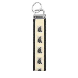 Scottish Terrier Painting - Cute Original Dog Art Wrist Keychain