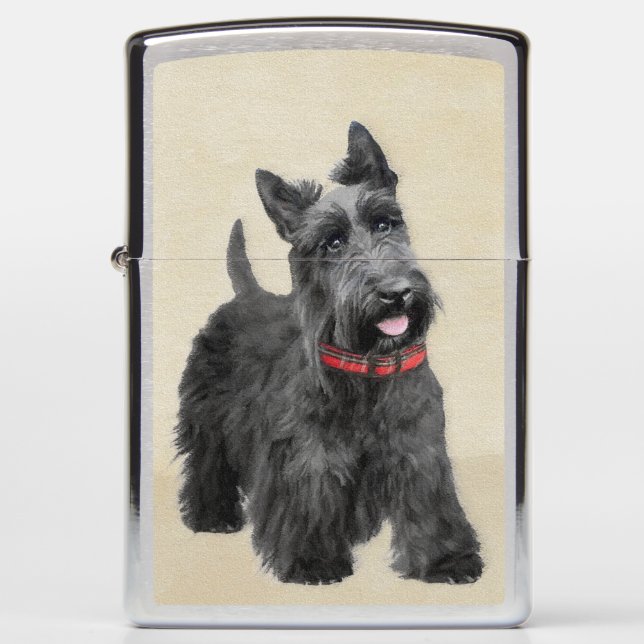 Scottish Terrier Painting - Original Dog Art Zippo Lighter (Front)