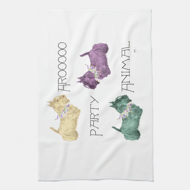 Scottish Terrier Party Animals Towel (Vertical)