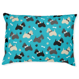Scottish Terrier Paws and Bones Blue Pet Bed