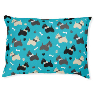 Scottish Terrier Paws and Bones Blue Pet Bed