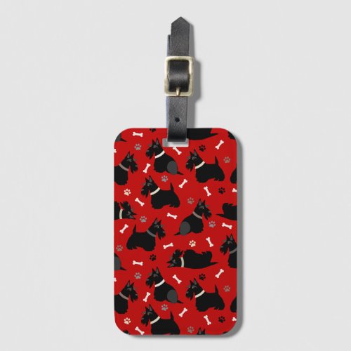 Scottish Terrier Paws and Bones Luggage Tag
