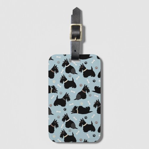 Scottish Terrier Paws and Bones Luggage Tag