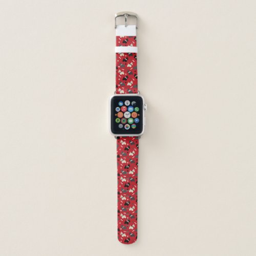 Scottish Terrier Paws and Bones Red Apple Watch Band