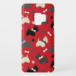 Scottish Terrier Paws and Bones Red Case-Mate Samsung Galaxy S9 Case