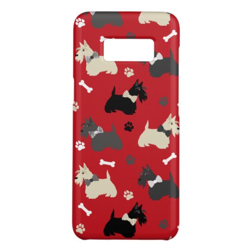 Scottish Terrier Paws and Bones Red Case_Mate Samsung Galaxy S8 Case