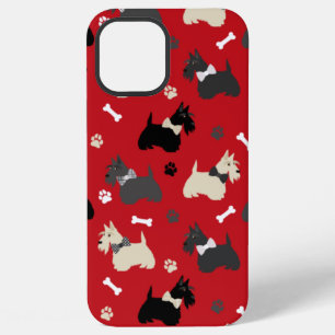 Scottish Terrier Paws and Bones Red iPhone 12 Pro Max Case