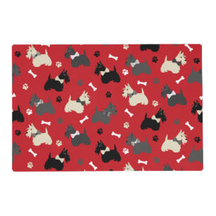 Scottish Terrier Paws and Bones Red Placemat