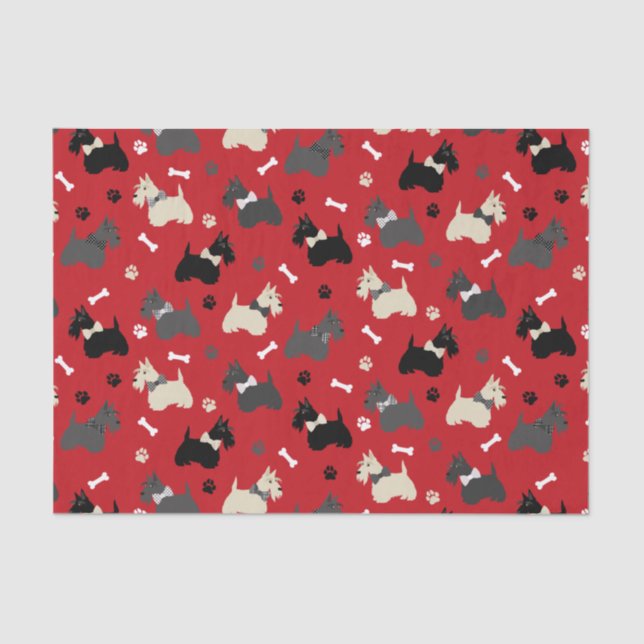 Scottish Terrier Paws and Bones Red Tissue Paper (Front)