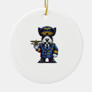 Scottish Terrier Pilot Ceramic Ornament