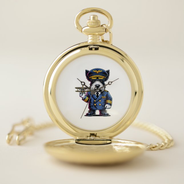 Scottish Terrier Pilot Pocket Watch (Inside)
