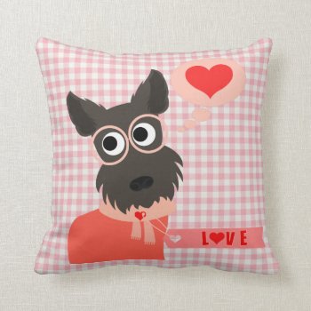 Scottish Terrier Pink Gingham Valentine Pillow by valentines_store at Zazzle