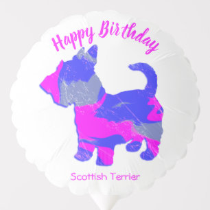 Scottish Terrier Pink Silhouette Dog Fun Birthday Balloon