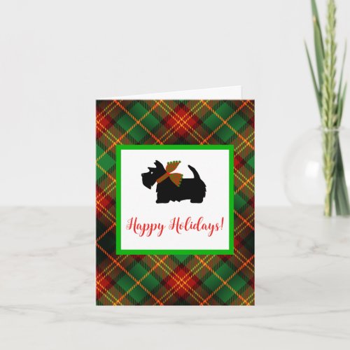 Scottish Terrier Plaid Holiday Greeting Card