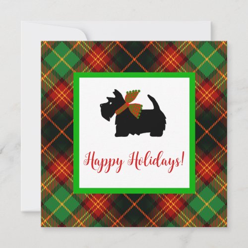 Scottish Terrier Plaid Holiday Greeting Card