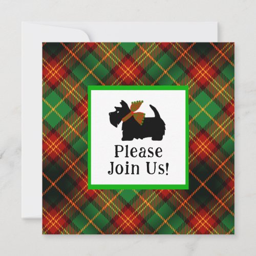 Scottish Terrier Plaid Holiday Invitation