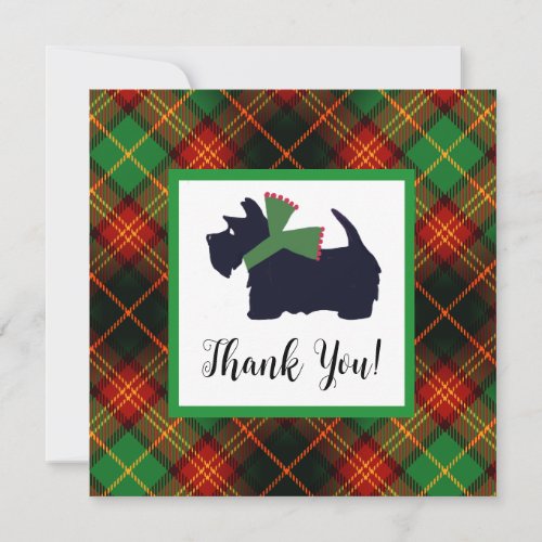 Scottish Terrier Plaid Holiday Thank You Card