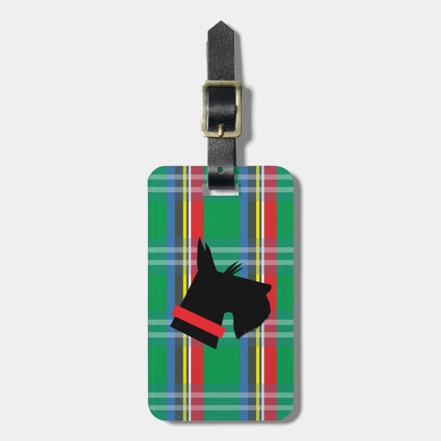 Scottish Terrier Plaid Luggage Tag (Front Vertical)