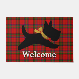 Scottish Terrier Plaid Personalize Doormat