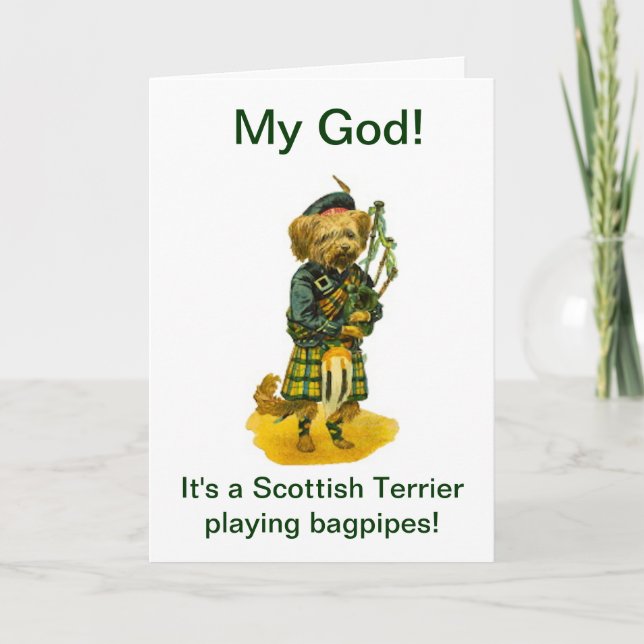 Scottish Terrier Playing Bagpipes Humor  Birthday Card (Front)