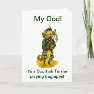Scottish Terrier Playing Bagpipes Humor Birthday Card