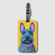 Scottish Terrier Polka Dot Pop Art Luggage Tag