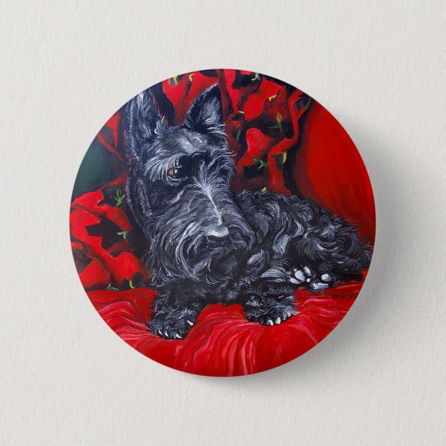 Scottish Terrier Portrait Haggis Pinback Button (Front)