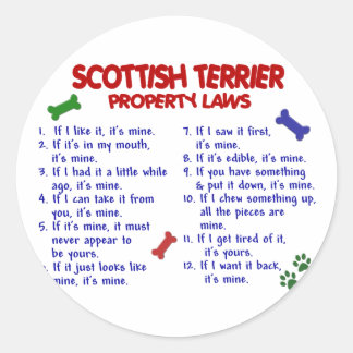 SCOTTISH TERRIER Property Laws 2 Classic Round Sticker