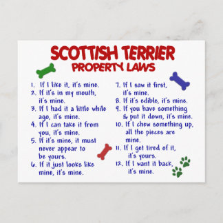 SCOTTISH TERRIER Property Laws 2 Postcard