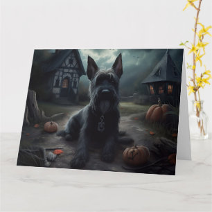 Scottish Terrier Pumpkins Halloween Scary Card