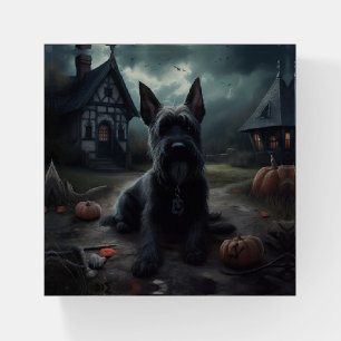 Scottish Terrier Pumpkins Halloween Scary Paperweight